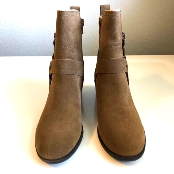 NWT MARC FISHER Dalary Harness Ankle Moto Boots Brown Suede SZ 6.5 - Picture 3 of 6